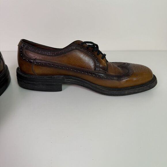 Vintage Nunn Bush Two Tone Brown Wingtip Brogue Oxford Dress Shoes Mens 7.5D USA main image 5